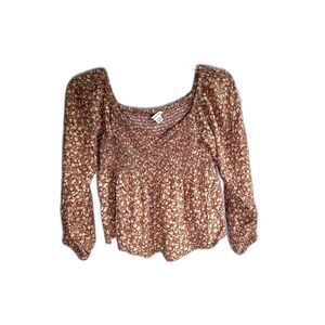 American Eagle Boho Chic Peasant Rose Floral Off The Shoulder Low cut Top Size S